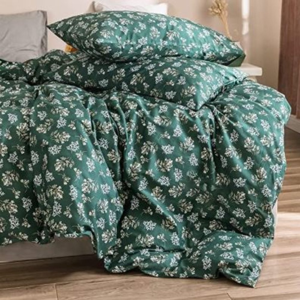 Green Cottagecore Duvet Cover King